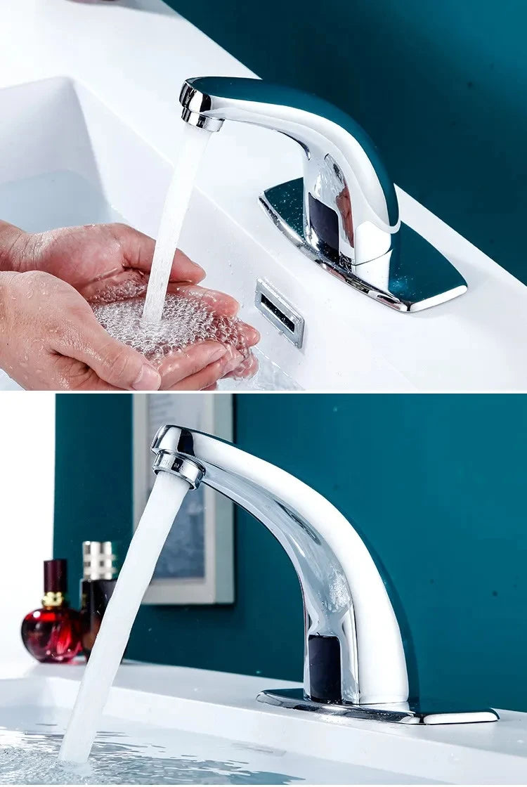 Grifo de agua fría y caliente automático electrónico sin contacto, grifo electrónico con sensor, grifo sin contacto
