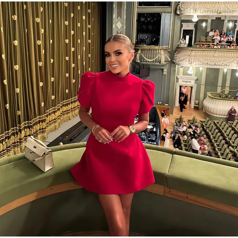 Minivestido elegante con lazo blanco para mujer, vestidos cortos de lujo, vestidos informales negros y rojos para fiesta de noche, cumpleaños y verano