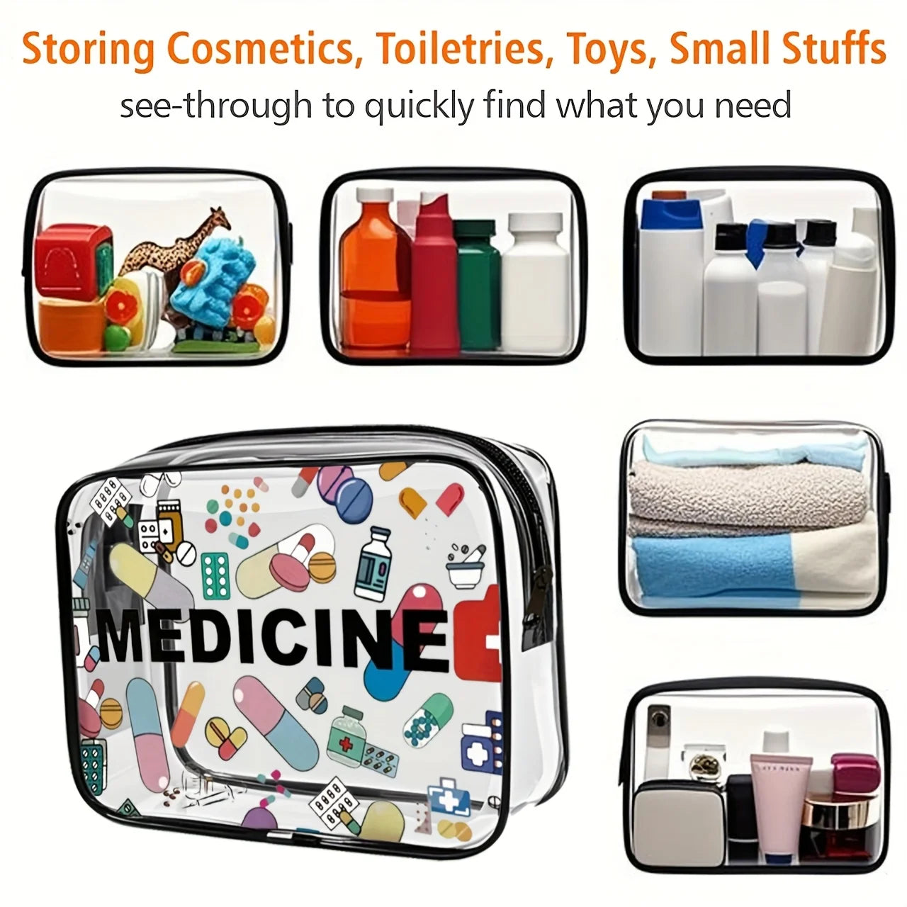 Bolsa de Cosméticos y Medicamentos para Mujer, Gran Capacidad, Organizador de Viaje, Fácil de Limpiar, Bolsa de Aseo para Uso Diario y Viajes