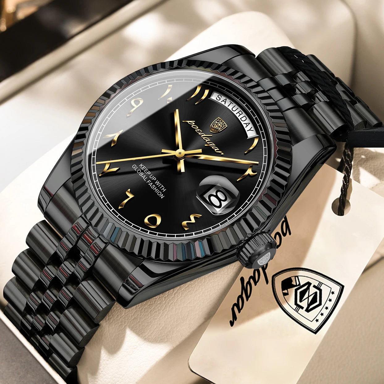 Reloj de Pulsera para Hombre de la Marca POEDAGAR, a la Moda, Resistente al Agua, con Fecha y Día de la Semana, Reloj de Negocios para Hombre, de Acero Inoxidable, de Alta Calidad, de Cuarzo