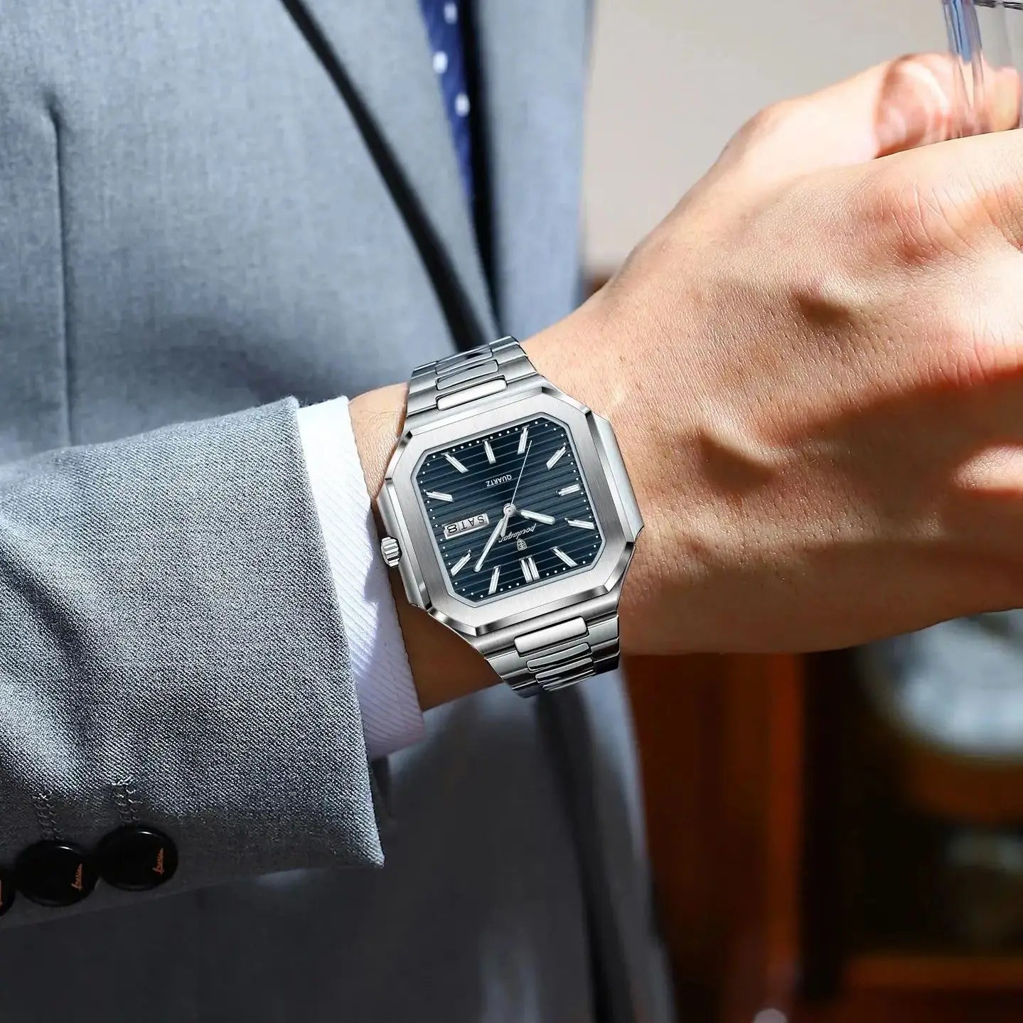 Reloj POEDAGAR de negocios para hombre, resistente al agua, luminoso, con fecha, semana, relojes clásicos para hombre, Reloj de pulsera de cuarzo de acero inoxidable para hombre