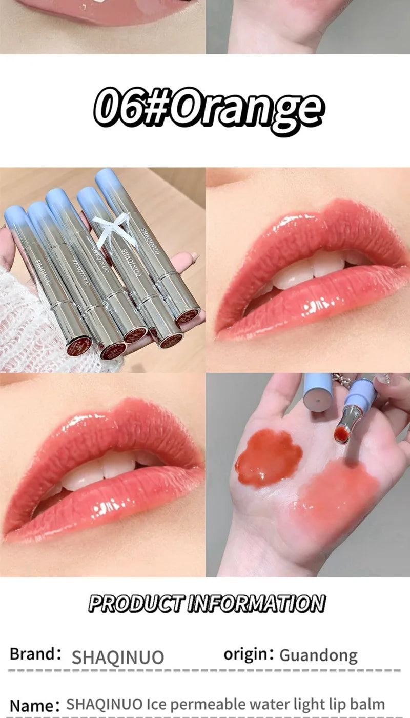 Brillo Labial con Esencia Acuosa de Espejo, Larga Duración, No Pegajoso, Voluminizador, Brillo Labial Líquido, Esmalte Labial en Gel, Maquillaje Hidratante, Tinte Labial