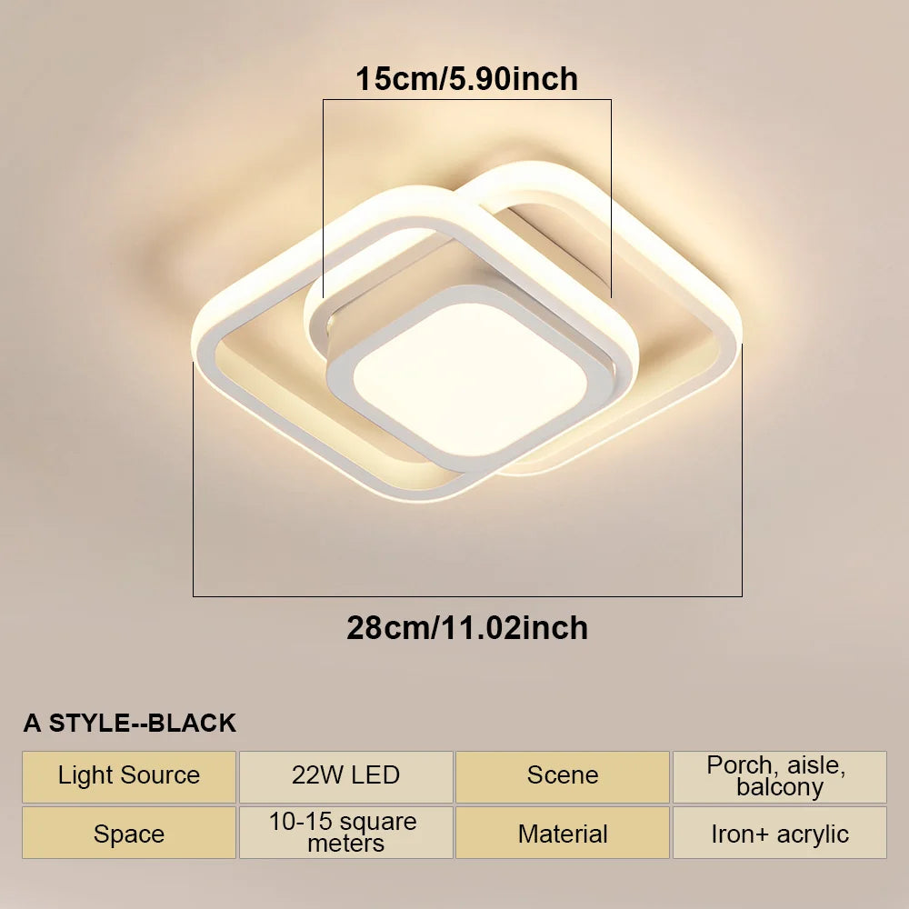 Luz de techo moderna, lámpara de techo LED para pasillo pequeño, diseño de cerca de techo, accesorio de iluminación para el hogar, cocina, dormitorio, balcón