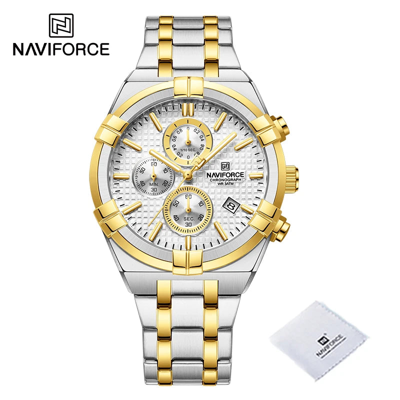 NAVIFORCE relojes originales para hombre, cronógrafo deportivo de cuarzo a la moda, reloj de pulsera para hombre Simple salvaje resistente al agua con pantalla