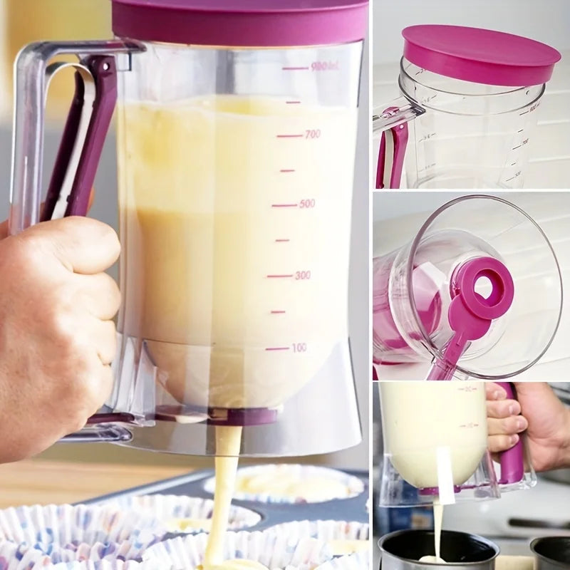 Dispensador de masa de 900ml, embudo graduado de mano, Dispensador de masa para panqueques, magdalenas y pasteles, 1 Uds.