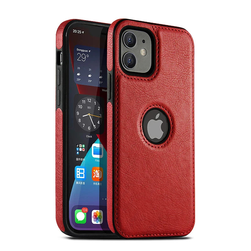 Funda para teléfono móvil, fundas para teléfonos móviles de cuero PU de alta calidad para iPhone 11, 12, 13, 14, 15 Pro Max X XR, funda negra de lujo para negocios