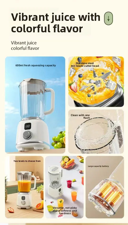 Nuevo extractor de jugo original para el hogar, máquina de procesamiento de frutas y jugo totalmente automática, licuadora de jugo portátil, hoja de acero inoxidable