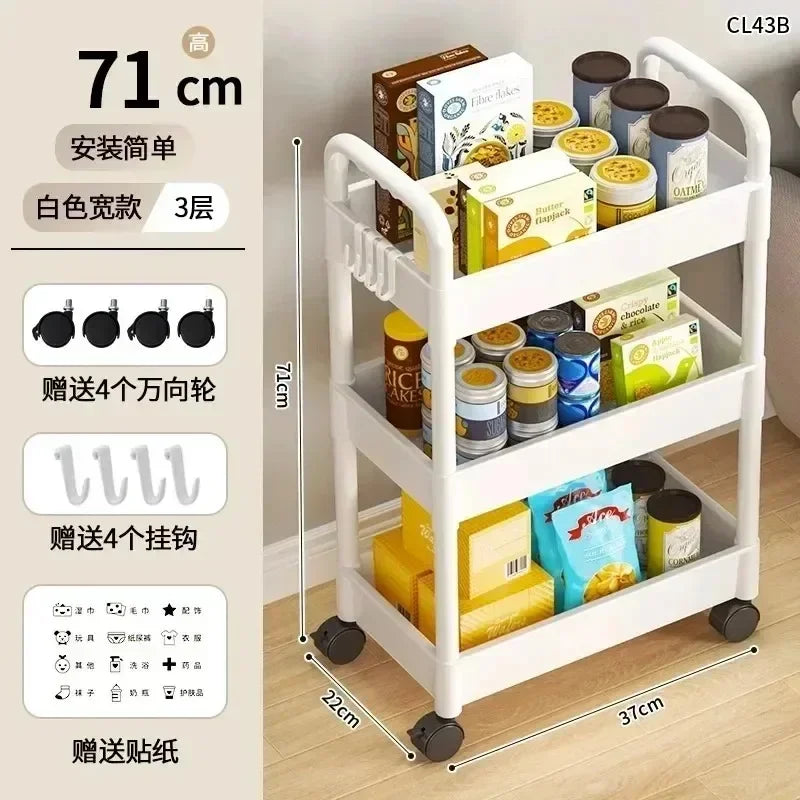 Carro para el hogar, estante de almacenamiento para el suelo, cocina multifuncional, carrito de almacenamiento, almacenamiento móvil con ruedas, aplicación multiescena!!