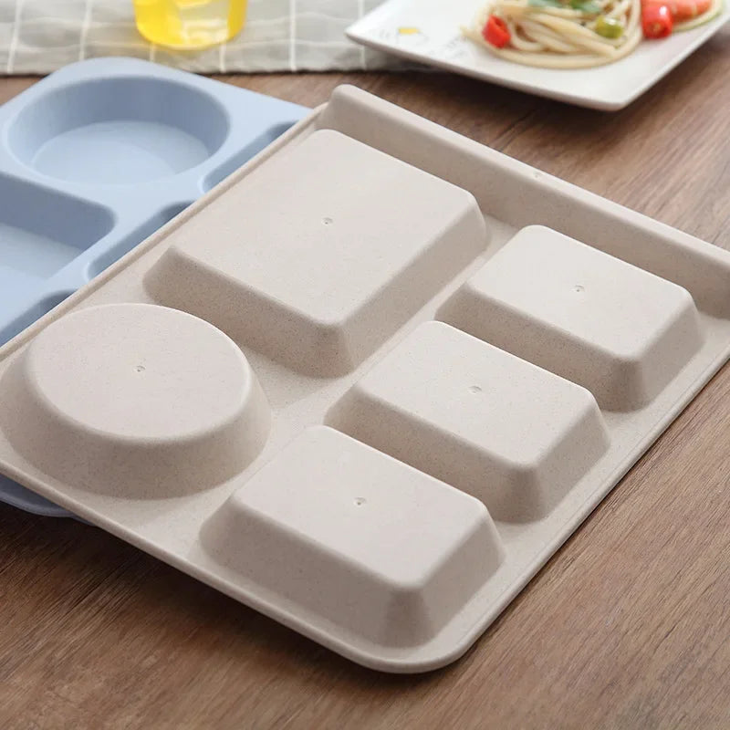 1 Juego de platos de comida para estudiantes, cuencos de comida rápida, platos de comida anticaída para el hogar, plato de separación, juego de tazas, juego de cena, assiette de servicio