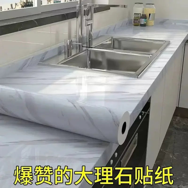Papel tapiz adhesivo de pared de 80cm de ancho, lámina impermeable a prueba de aceite, pegatina decorativa de mármol, papel decorativo para renovación de baño y cocina