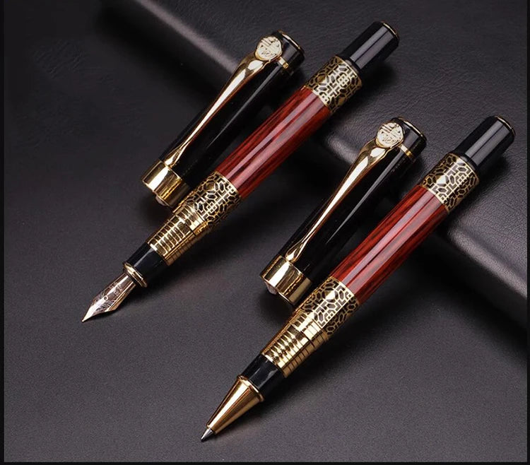 Pluma estilográfica de grano de madera de Metal, suministros escolares, bolígrafos para estudiantes, suministros de papelería, pluma estilográfica de alta calidad