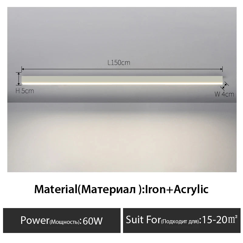 Luces de techo para balcón, lámpara LED de tira larga para pasillo, dormitorio, comedor, sala de estar, guardarropa, lámpara de techo, decoración de cocina de isla