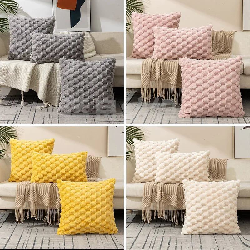 Funda de almohada tejida de terciopelo con copos de nieve, funda de almohada de Color sólido, funda de cojín de cintura suave y cómoda para sala de estar, sofá, decoración del hogar