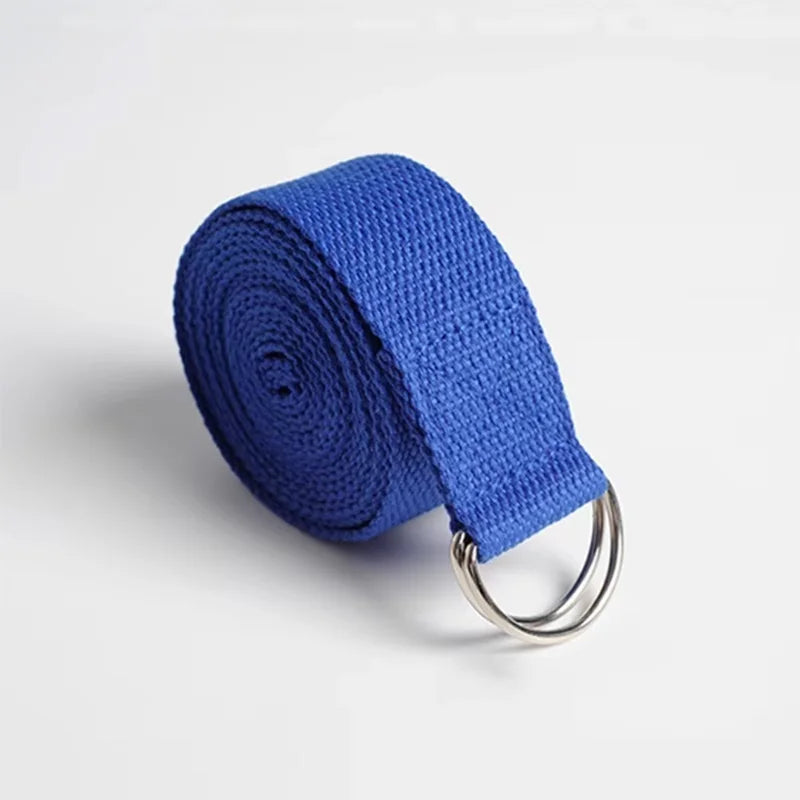 Correa de Yoga de 183x3,8 cm, cinturón de Yoga de algodón para ejercicio, hebilla de anillo en D elástica tejida ajustable, bandas de estiramiento para Fitness, cuerda de Pilates