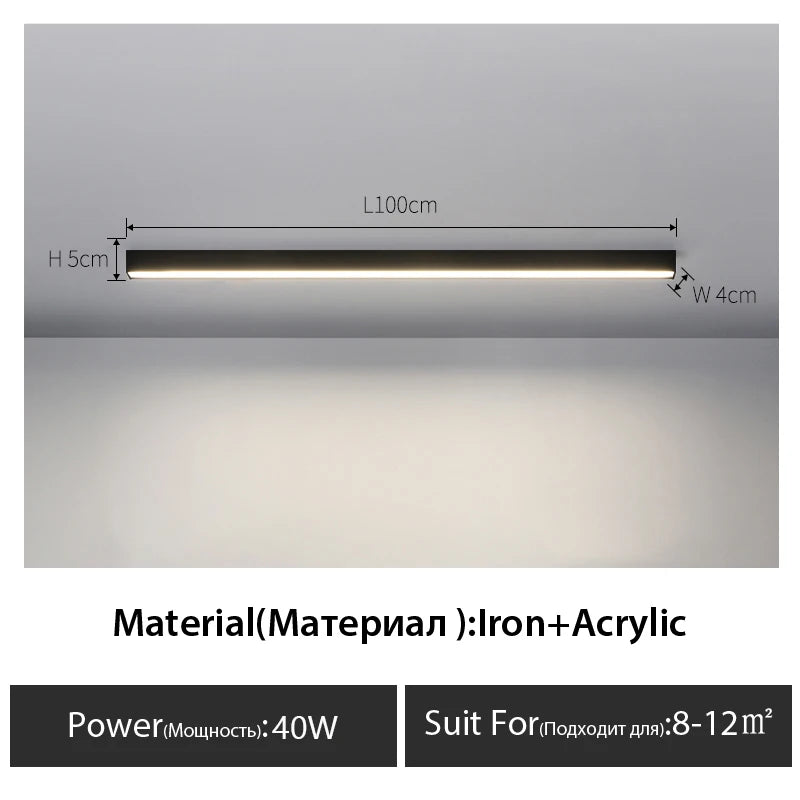 Luces de techo para balcón, lámpara LED de tira larga para pasillo, dormitorio, comedor, sala de estar, guardarropa, lámpara de techo, decoración de cocina de isla