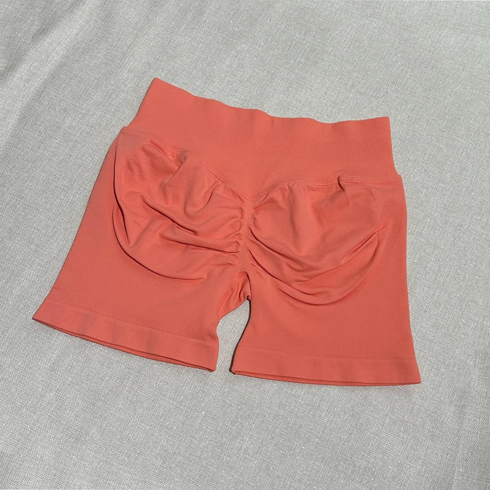 Pantalones cortos deportivos para mujer, pantalones cortos de gimnasio con banda baja acanalada de 4,5 ", mallas sin costuras para entrenamiento y Yoga