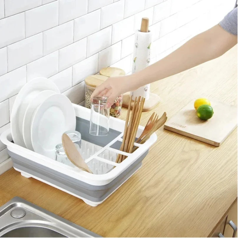 Nuevo Estante plegable para platos de cocina, almacenamiento con fugas de agua, vajilla, cuenco, escurridor, bandeja, estante de secado para el hogar, plástico lavable