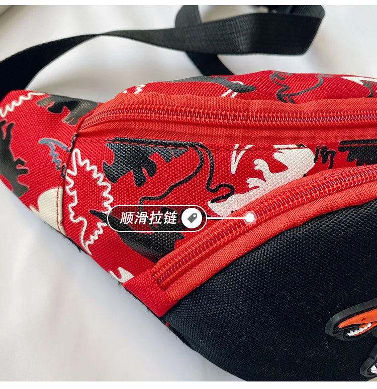 Lindas bolsas de almacenamiento de dinosaurio de dibujos animados para niños, teléfono, auriculares, bolsa de dinero, organizador de moda, bolsa de pecho y cintura, bolsa de cinturón para niños