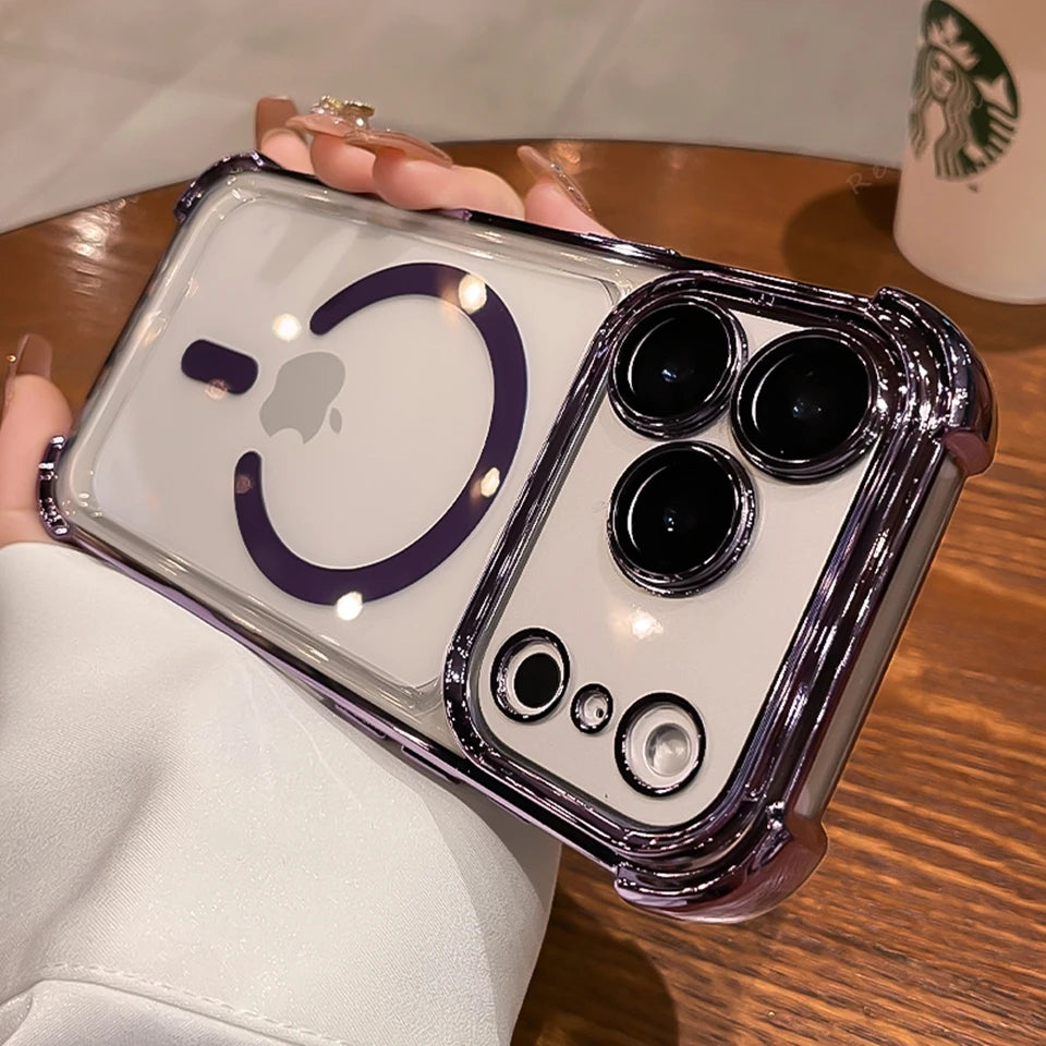 Funda de teléfono magnética clásica para iPhone 17 Air 15 14 13 12 16 Pro Max 14 15 Plus Magsafe funda protectora suave de silicona a prueba de golpes