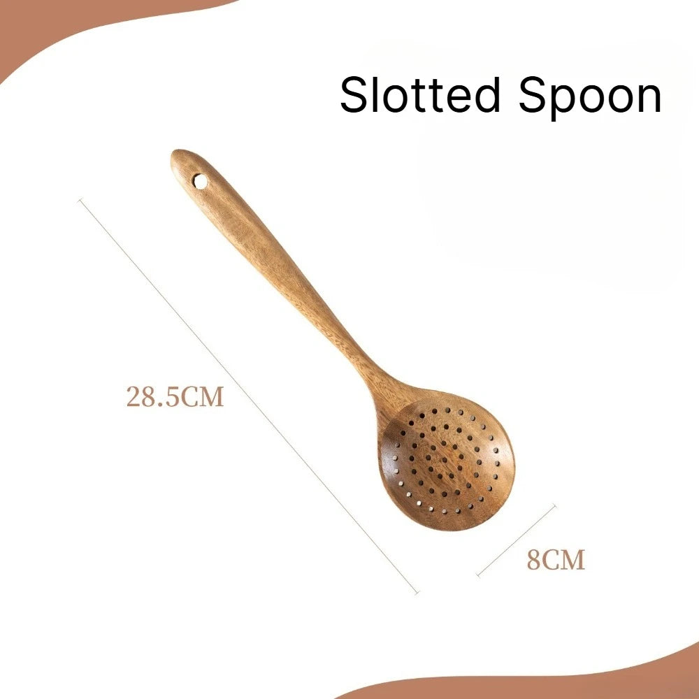 Juego de 5 Utensilios de Cocina de Madera Natural, Espátulas y Cucharas Antiadherentes, Regalo para Mamá en Acción de Gracias o Navidad, Accesorios de Cocina