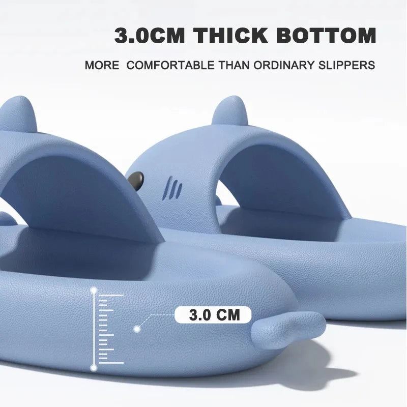 Zapatillas de tiburón para mujer y hombre, sandalias ligeras de EVA para interiores, con aletas extraíbles, chanclas de exterior para la playa