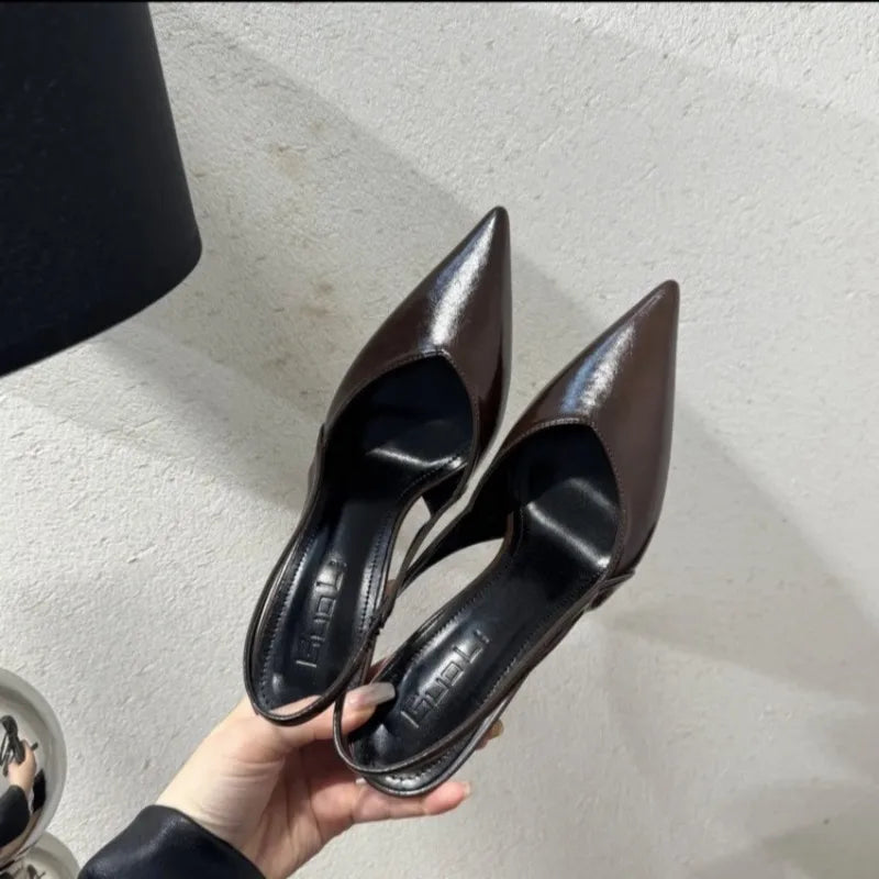 Sandalias de Tacón Alto para Mujer, Punta Puntiaguda, Zapatos Elegantes, Zapatos de Tacón Sexy a la Moda, Nuevas Zapatillas de Vestir de Marca de Diseñador de Lujo 2025