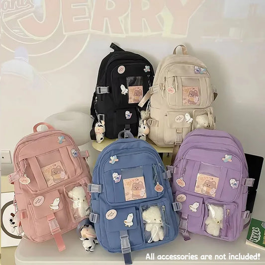 Bolsas populares de la mochila del estudiante de secundaria de las muchachas del color púrpura rosado sin ninguna versión accessoria