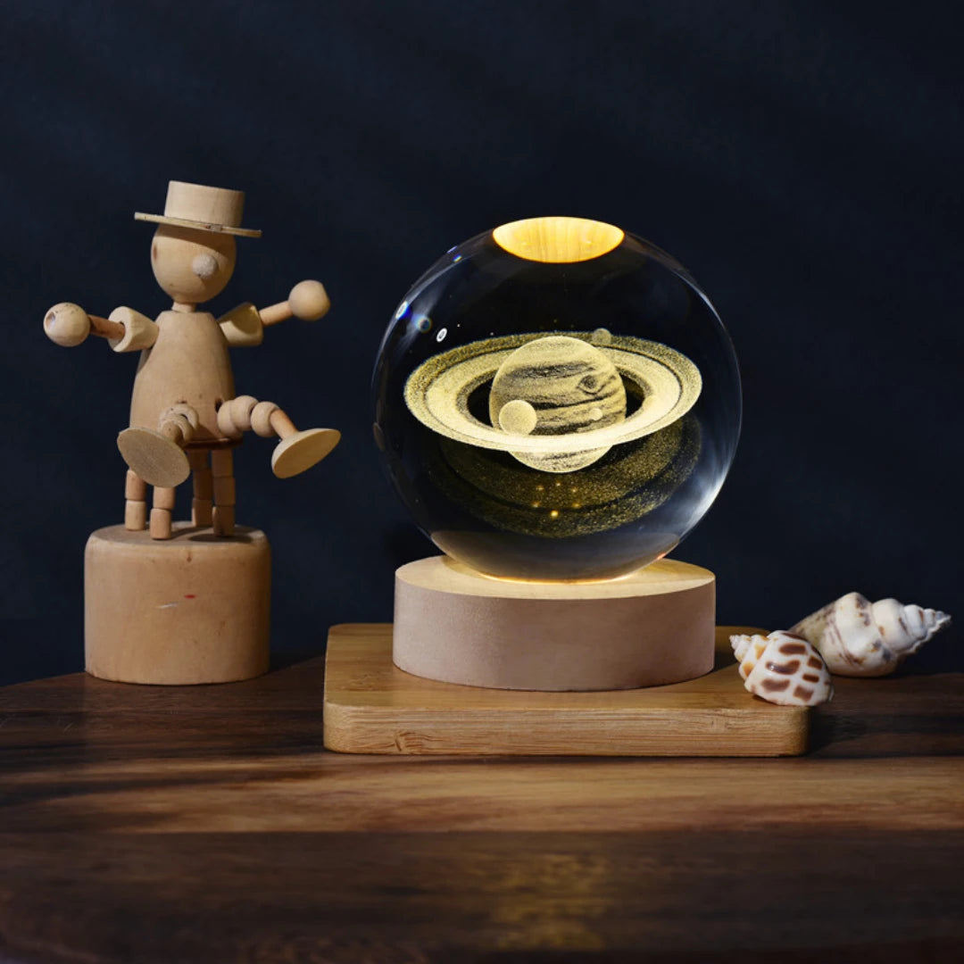 Bola de Cristal 3D de 6 cm, Planeta de Cristal, Lámpara Nocturna, Sistema Solar Grabado con Láser, Globo Astronómico, Regalo de Cumpleaños, Decoración de Escritorio para el Hogar