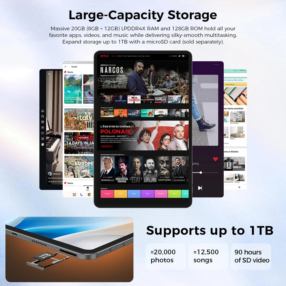 Tableta Teclast T65 de 13.4 Pulgadas con Pantalla 2K a 120Hz, Unisoc T7280 Octa Core, Máximo 26G de RAM, 128GB de ROM, Batería de 8000mAh, Android 16, Doble SIM