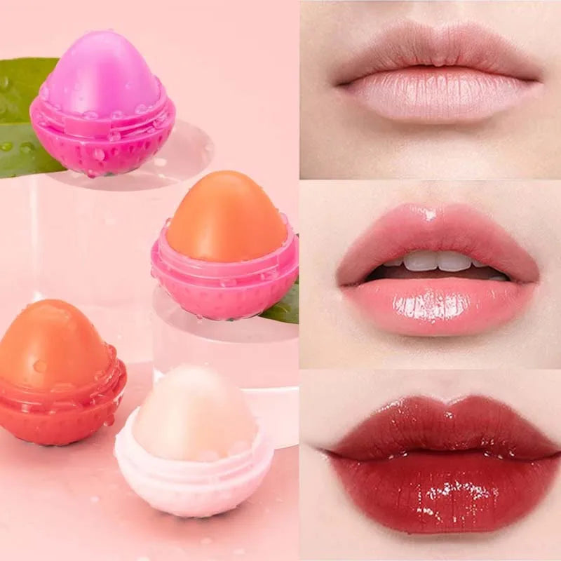 Bálsamo Labial de Fresa, 1/4 Piezas, Hidratante de Larga Duración, Repara y Humecta, Lápiz Labial Rojo con Diseño de Frutas, Cuidado Labial para Labios Secos, Cosméticos