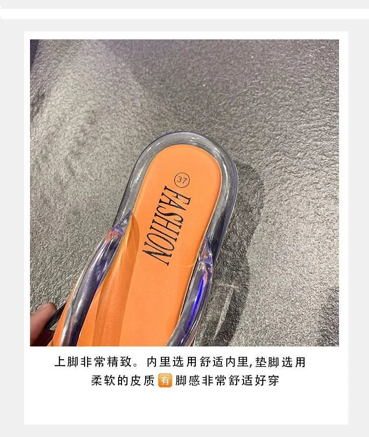 Sandalias de PVC con purpurina, chanclas de goma de talla grande para mujer, sandalias de playa, sandalias bajas, sandalias hawaianas de PVC, sandalias romanas, verano 2026