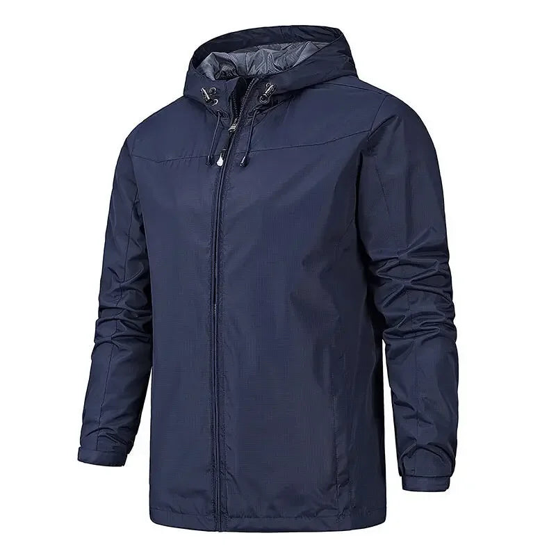 Chaqueta con Capucha y Cremallera para Hombre, a la Moda, Impermeable y Cortavientos, para Primavera y Otoño, Ropa Deportiva Informal para Exteriores