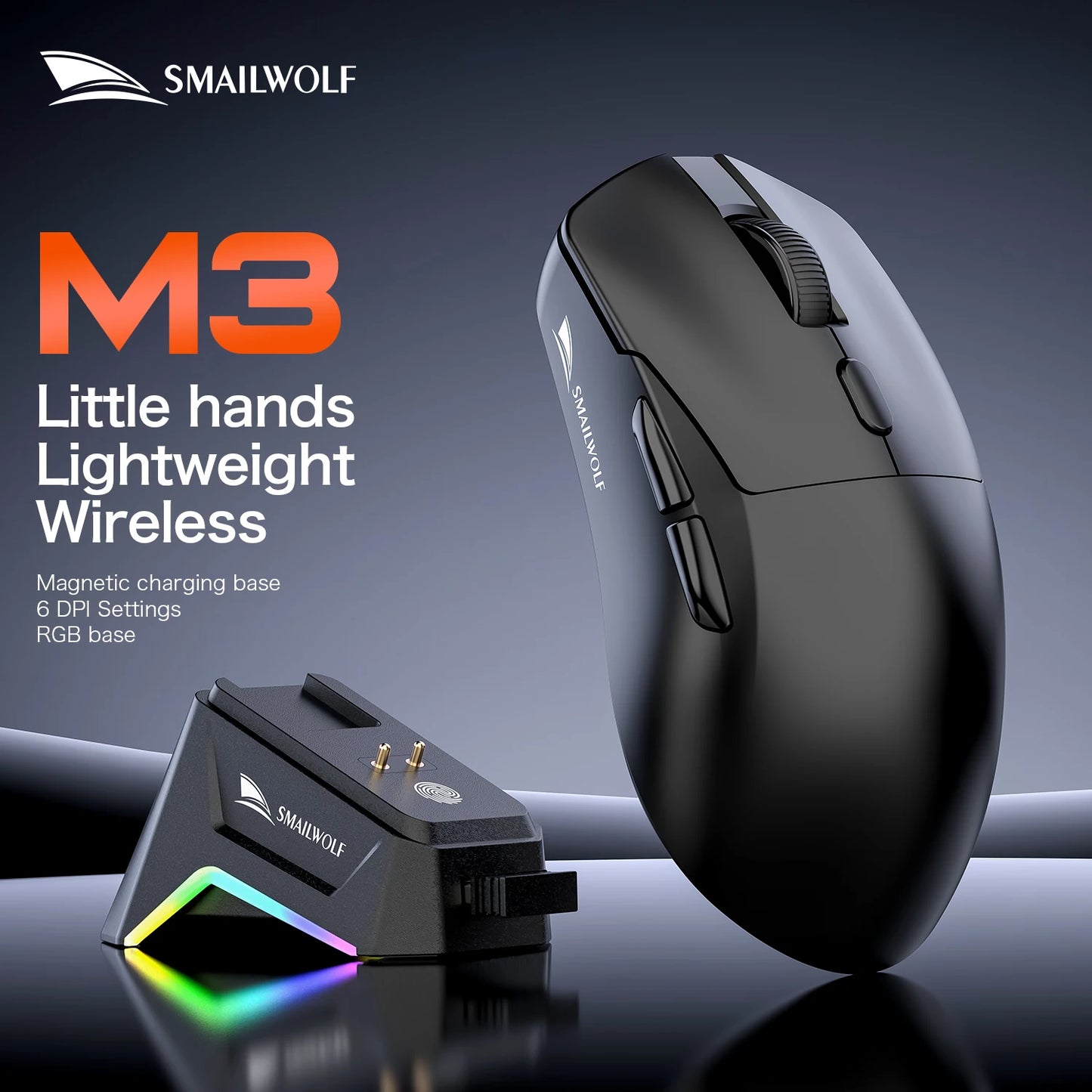 Ratón Inalámbrico SMAILWOLF M3 PRO con Bluetooth de Tres Modos, para Juegos, Portátil, Escritorio, PAW3311, con Cable, Ligero, para FPS