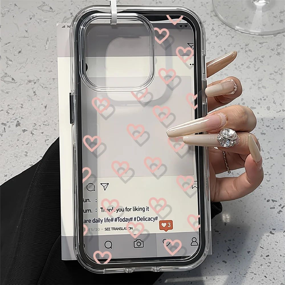Funda de teléfono Love Heart para iPhone 17 funda iPhone 13 16 15 11 12 14 Pro Max 17 Air silicona 2 en 1 funda transparente suave a prueba de golpes