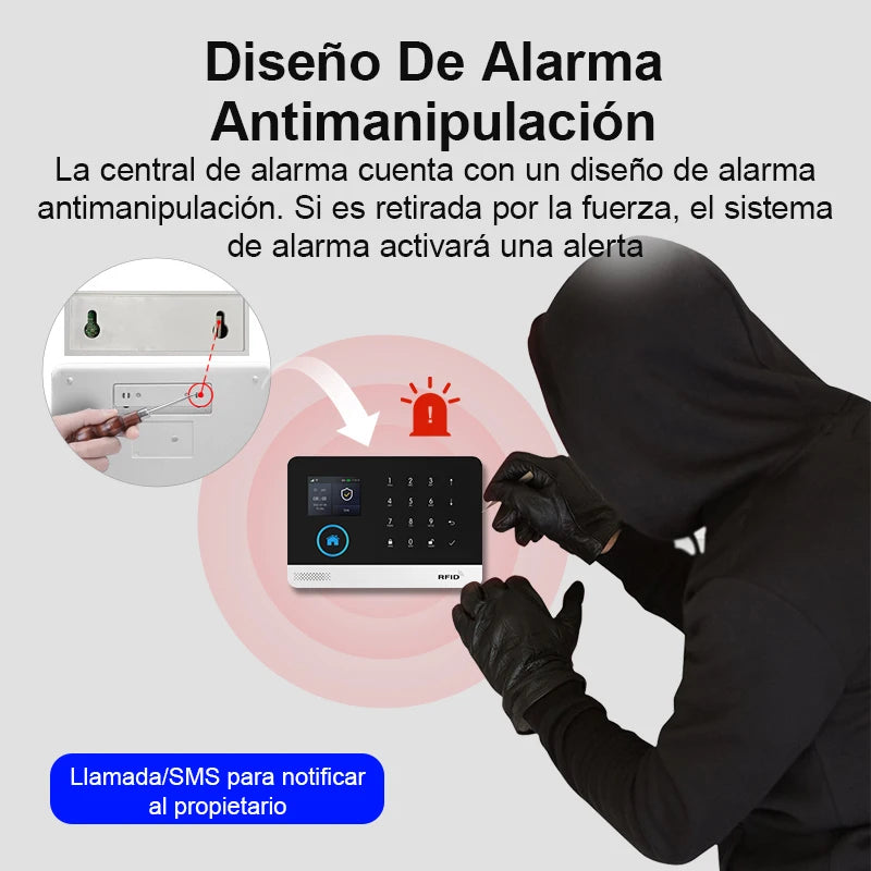 PGST alarma antirrobo inteligente WiFi 4G Works with Tuya Smart Life sistema seguridad inalámbrico hogar apartamento control remoto app sensores puerta ventana instalación rápida sin tarifas adicionales