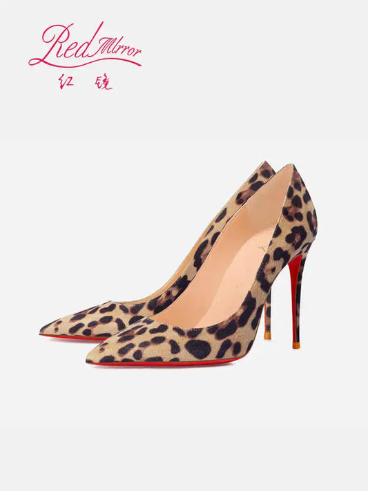 Elegantes Zapatos de Tacón para Mujer, Marca de Lujo, Estampado de Leopardo, Tendencia 2026, Tacones Rojos Brillantes, Punta en Pico, Zapatos de Fiesta para Mujer, 8cm