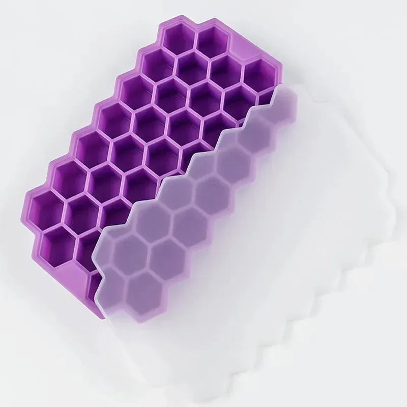 Molde para cubitos de hielo de 37 cavidades, molde para cubitos de hielo de silicona reutilizable, máquina para hacer helados sin BPA con tapas, molde para paletas DIY, bandejas para cubitos de hielo