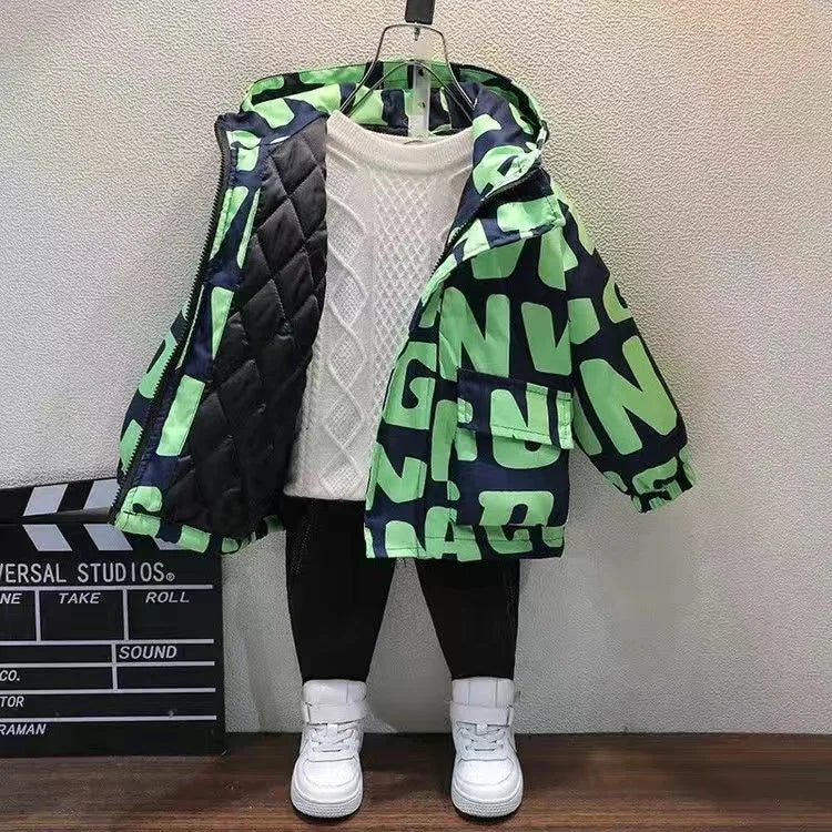 Abrigo para niños, chaqueta, prendas de vestir, Tops de algodón, moda 2023, grueso, además de terciopelo, abrigo de talla grande para invierno y otoño, ropa para niños