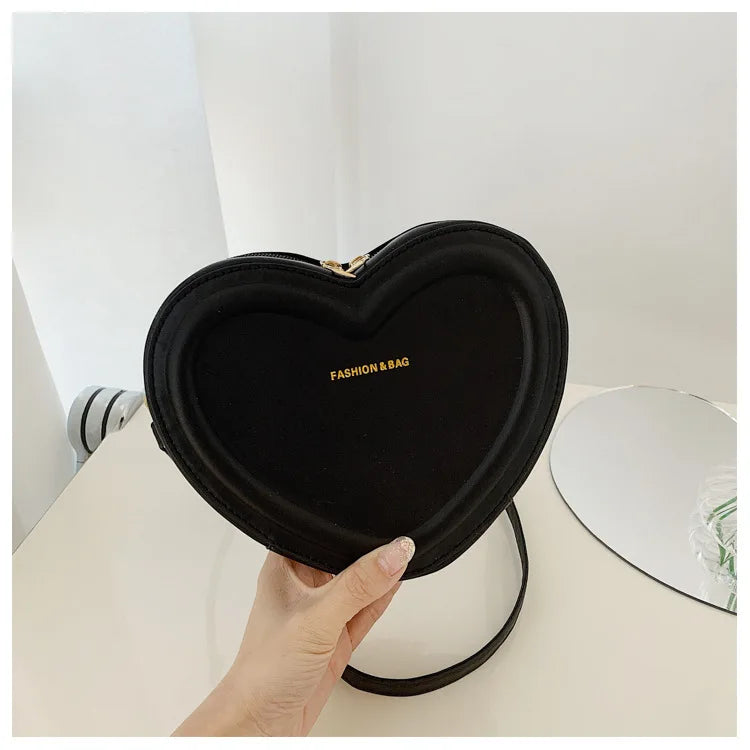 Bolsos cruzados con forma de corazón para mujer, bolso de hombro de cuero Pu sólido, bolsos casuales para mujer, bolsos de diseñador para mujer, nuevo