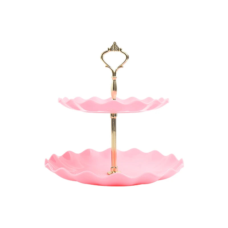 Soporte Redondo de Doble Capa para Pasteles y Dulces, Plato de Frutas para Bodas y Fiestas, Bandeja Decorativa para el Hogar, Exquisito