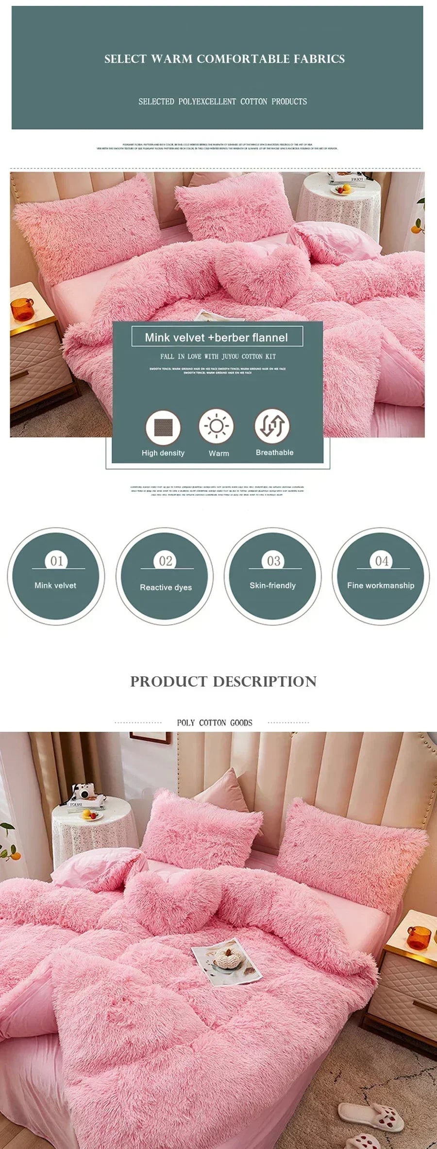 Juego de funda nórdica de felpa de lujo de 3/4 piezas: ropa de cama acogedora y suave, perfecta para el confort del dormitorio, ideal para habitaciones de invitados y dormitorio Aesth