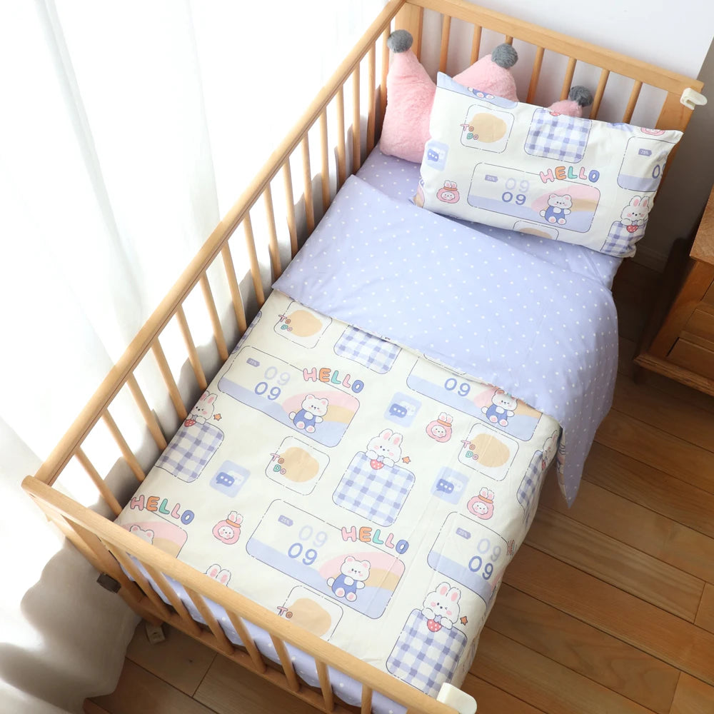 Juego de cama para cuna de bebé, ropa de cama de algodón, kit de cuna para niño y niña, incluye funda de almohada, funda nórdica, decoración para habitación de niños, 3 uds.