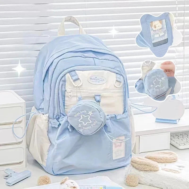 Nueva mochila para niña, bolso escolar grande y bonito con cordón a la moda para estudiante, bolso de hombro femenino de viaje coreano para escuela secundaria
