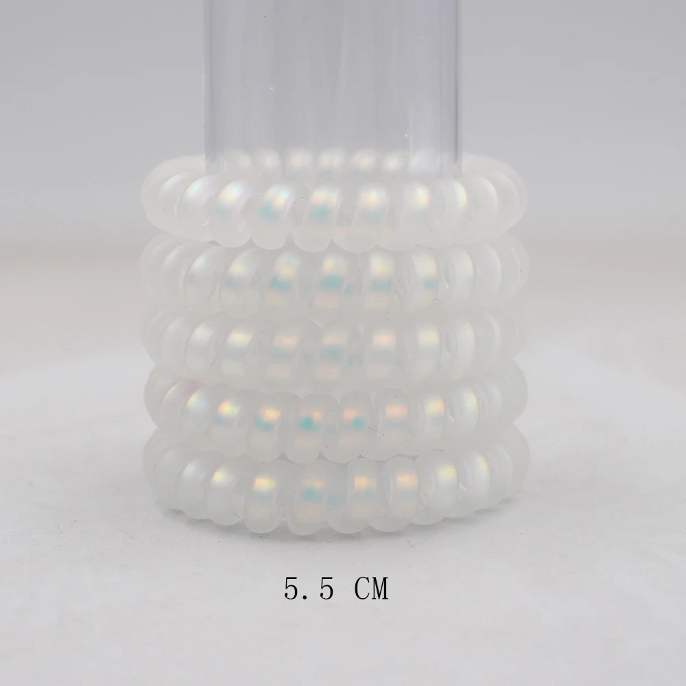 Banda elástica para el cabello, banda para el pelo con cable en espiral esmerilado, lazo para el pelo, Goma elástica para la cabeza, color liso mate, 5 unidades por juego, nueva moda