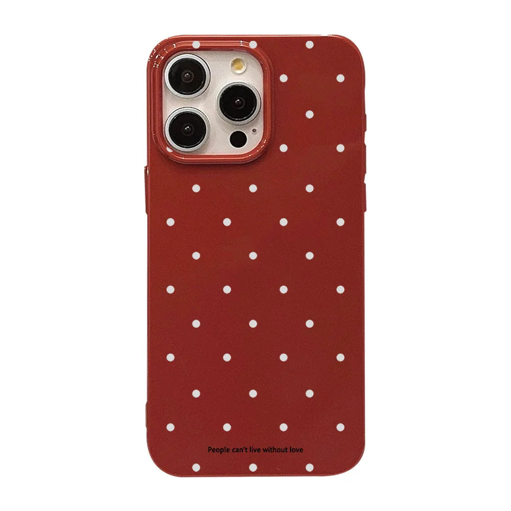 Moda clásica Retro blanco punto de onda vino rojo brillante funda protectora suave para iPhone 11 12 13 14 15 16 17 Pro Max Air