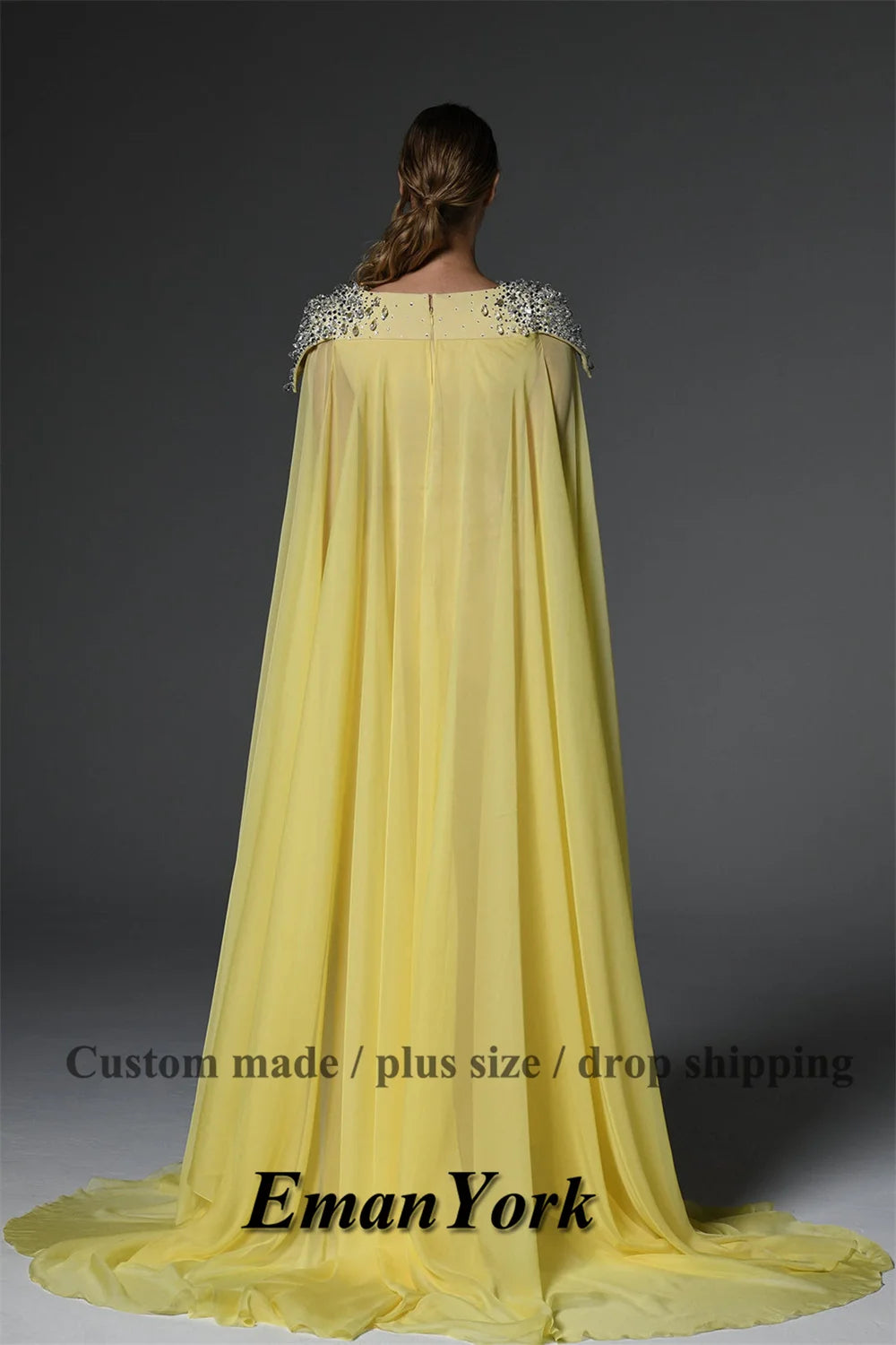 EmanY-Vestidos elegantes con diamantes De imitación para madre De la novia, capa con abertura, vestido De invitados De boda, Vestidos De Novia personalizados Plus