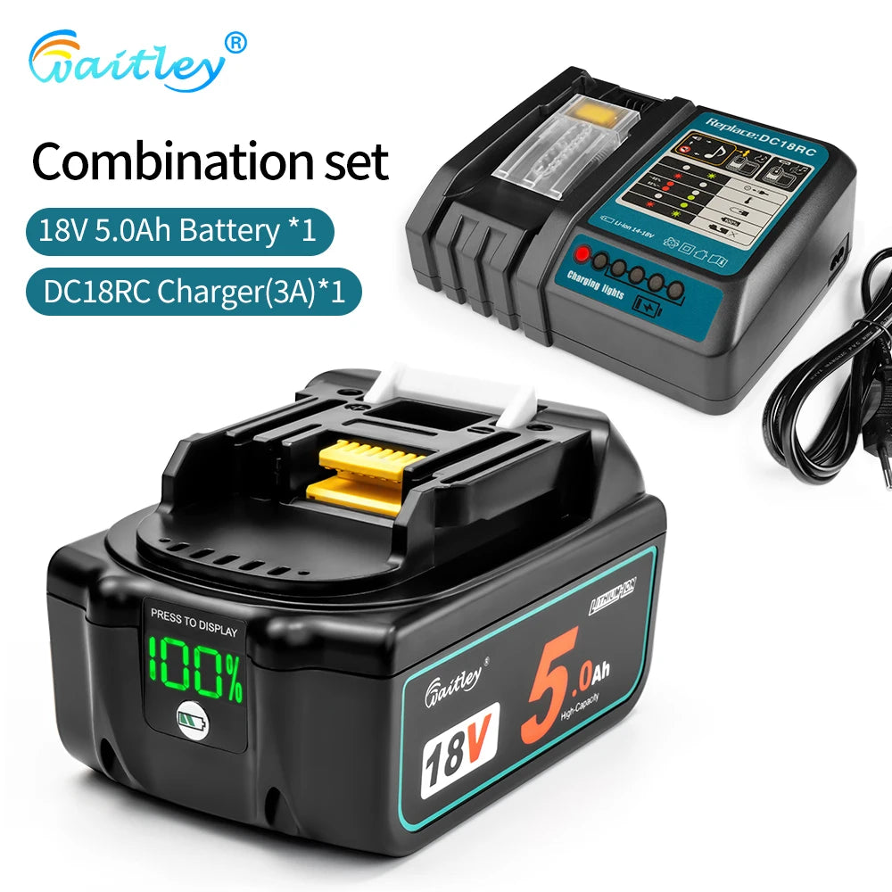 Waitley-batería recargable de iones de litio para herramientas eléctricas Makita, 18 V, 6.0Ah, BL1860b, BL1860, BL1830b, BL1850b, BL1840, 6Ah