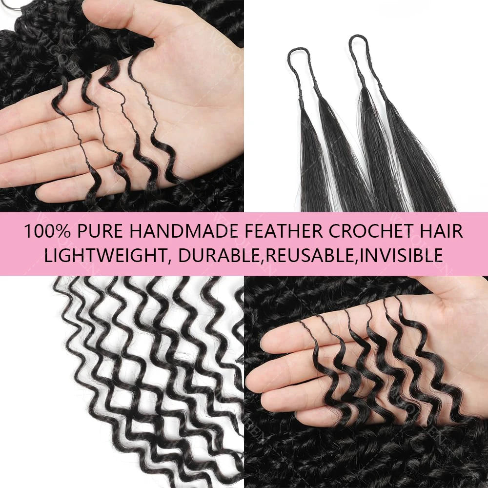 10A Micro bucle Invisible pequeñas espirales rizado crochet cabello humano sin nudos preseparado rizado pluma extensiones de cabello de ganchillo