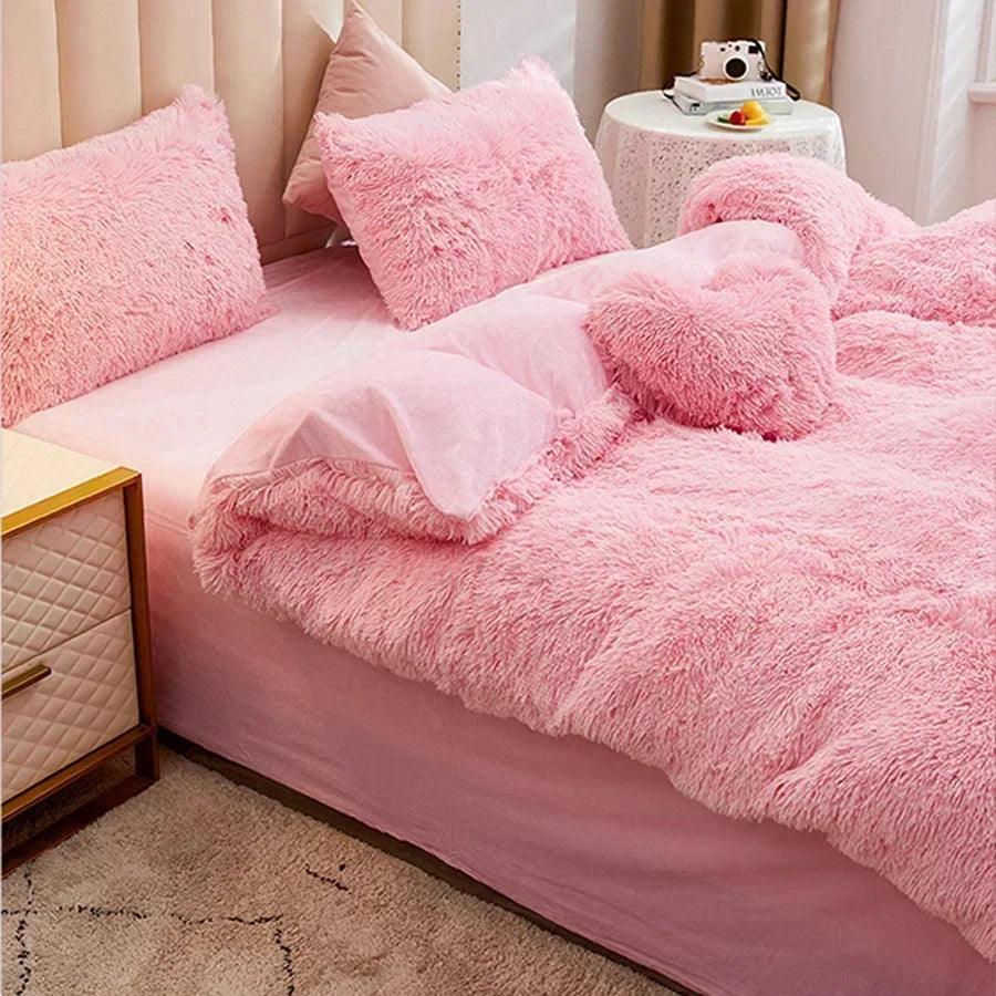 Juego de funda nórdica de felpa de lujo de 3/4 piezas: ropa de cama acogedora y suave, perfecta para el confort del dormitorio, ideal para habitaciones de invitados y dormitorio Aesth