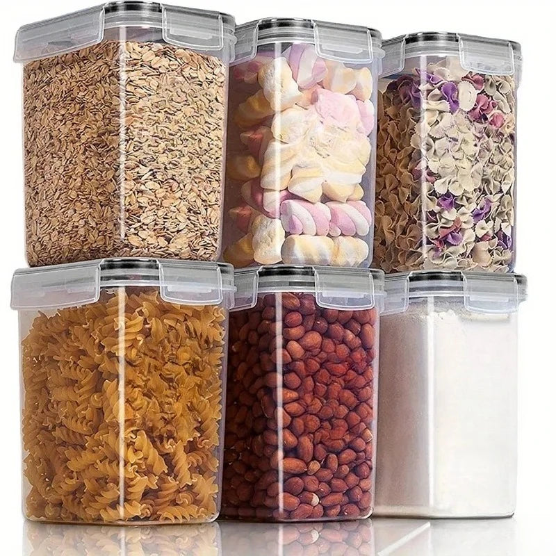 Contenedores herméticos de almacenamiento de alimentos, contenedores de almacenamiento de despensa de cocina para azúcar, harina y suministros para hornear, accesorios de cocina, 6 uds.